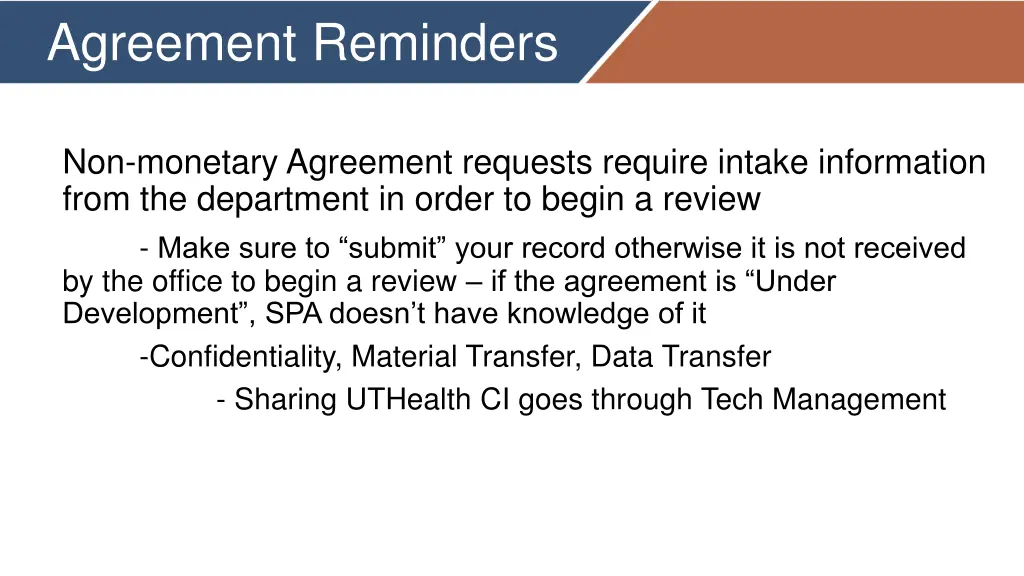 agreement reminders