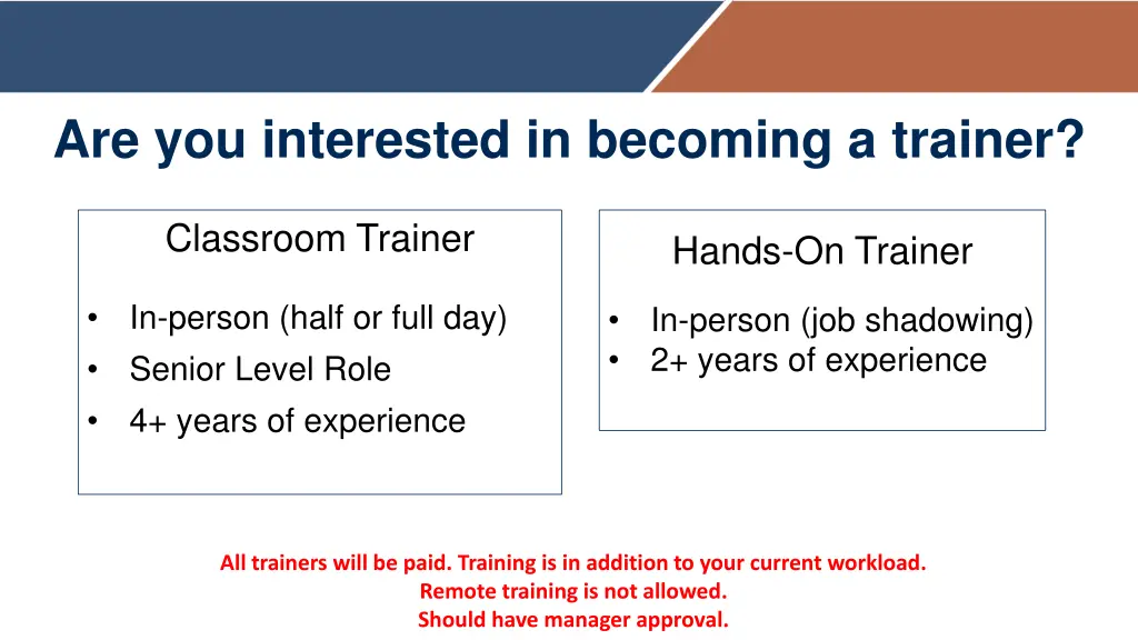 are you interested in becoming a trainer