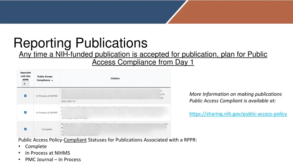 reporting publications any time a nih funded