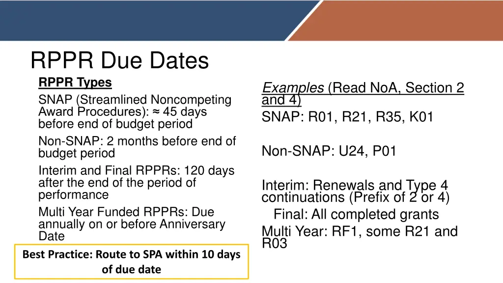 rppr due dates rppr types snap streamlined