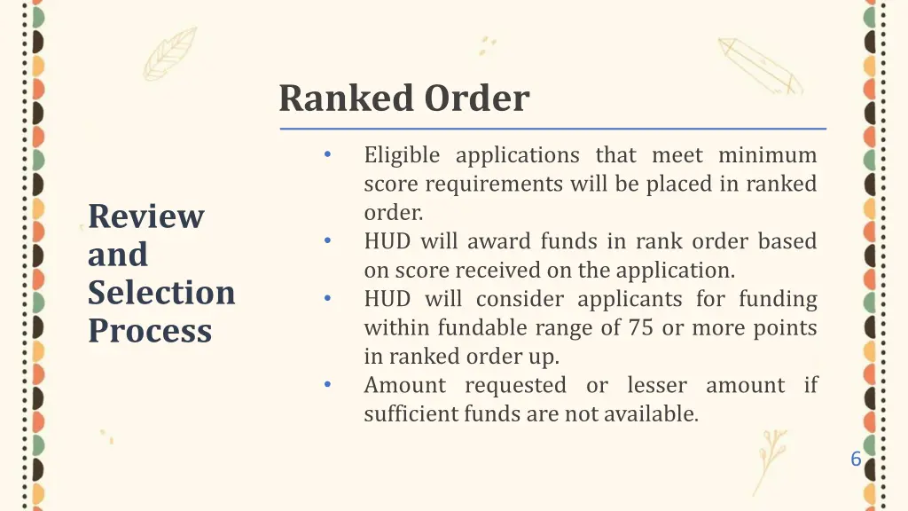 ranked order