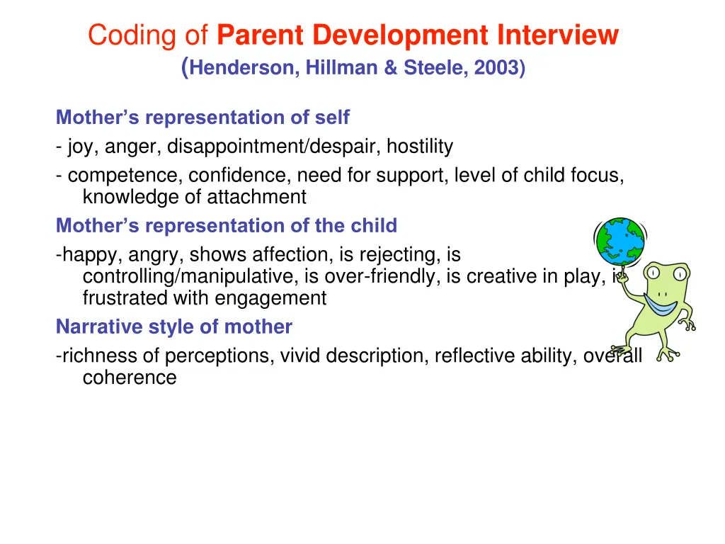 coding of parent development interview henderson