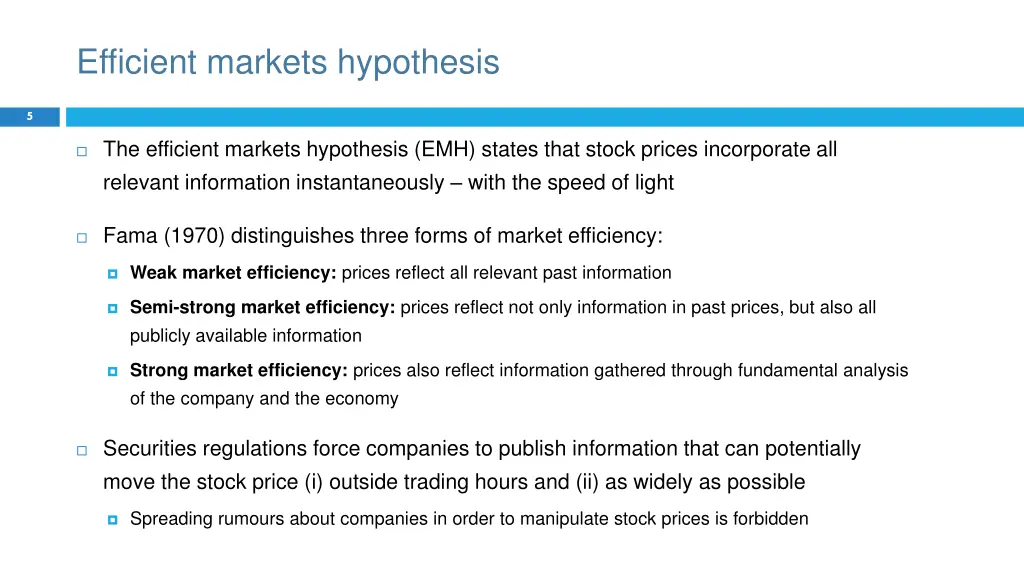 efficient markets hypothesis 1