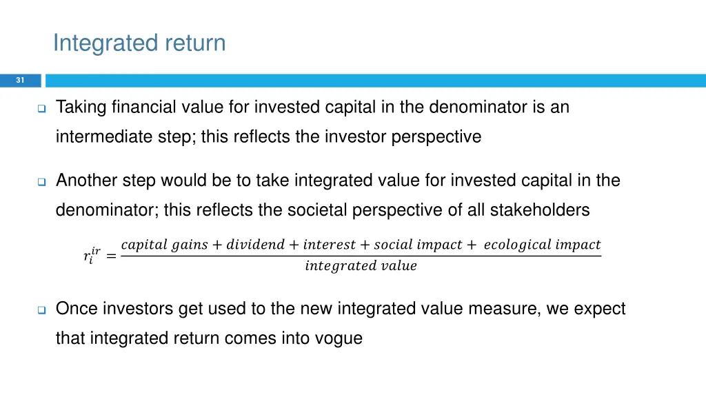 integrated return