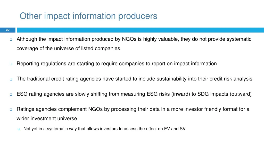 other impact information producers