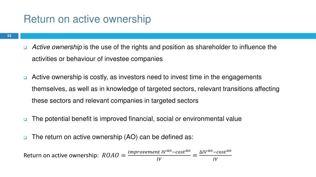 return on active ownership