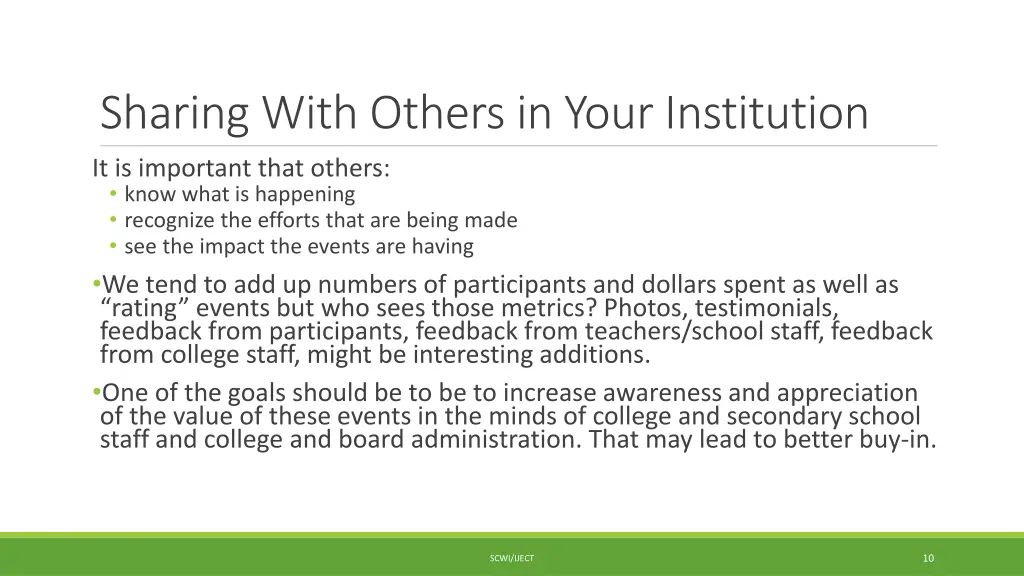 sharing with others in your institution 1