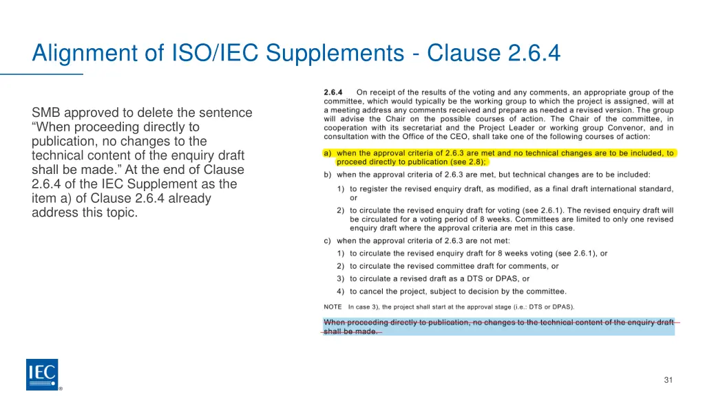 alignment of iso iec supplements clause 2 6 4