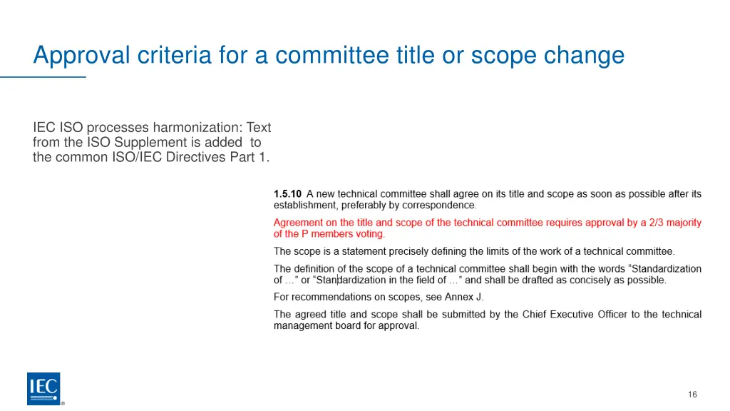 approval criteria for a committee title or scope