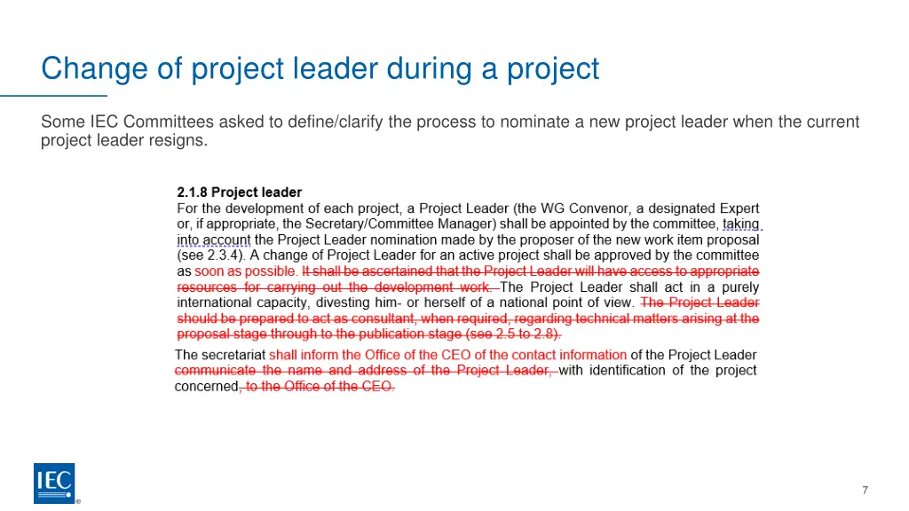 change of project leader during a project