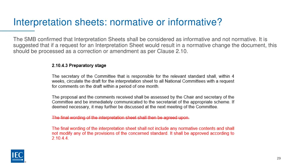 interpretation sheets normative or informative