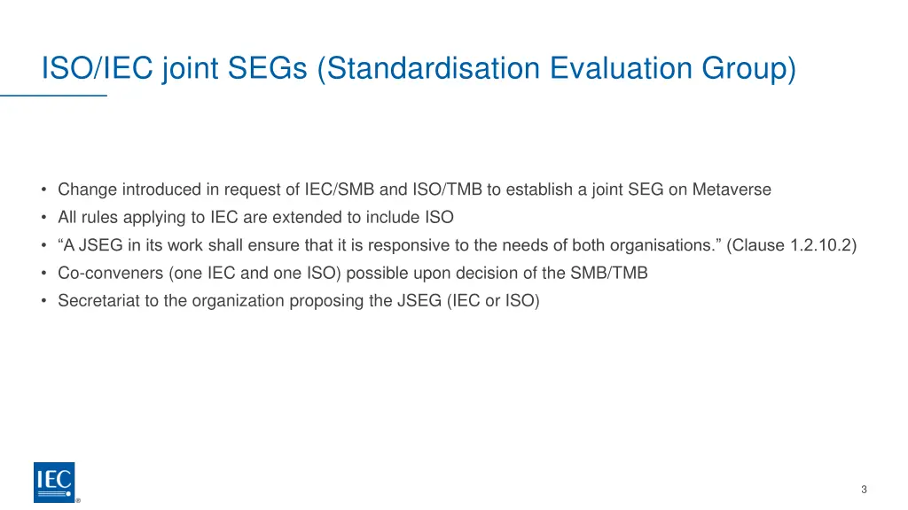 iso iec joint segs standardisation evaluation