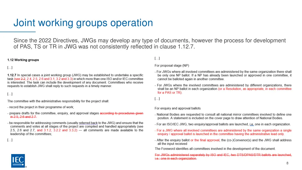 joint working groups operation