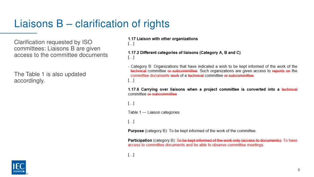 liaisons b clarification of rights