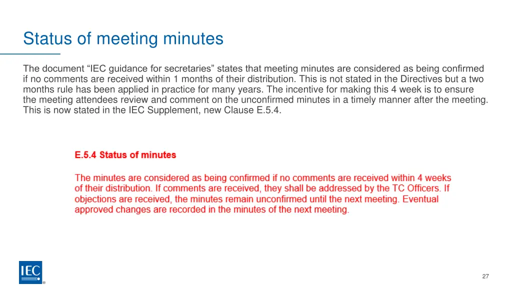 status of meeting minutes