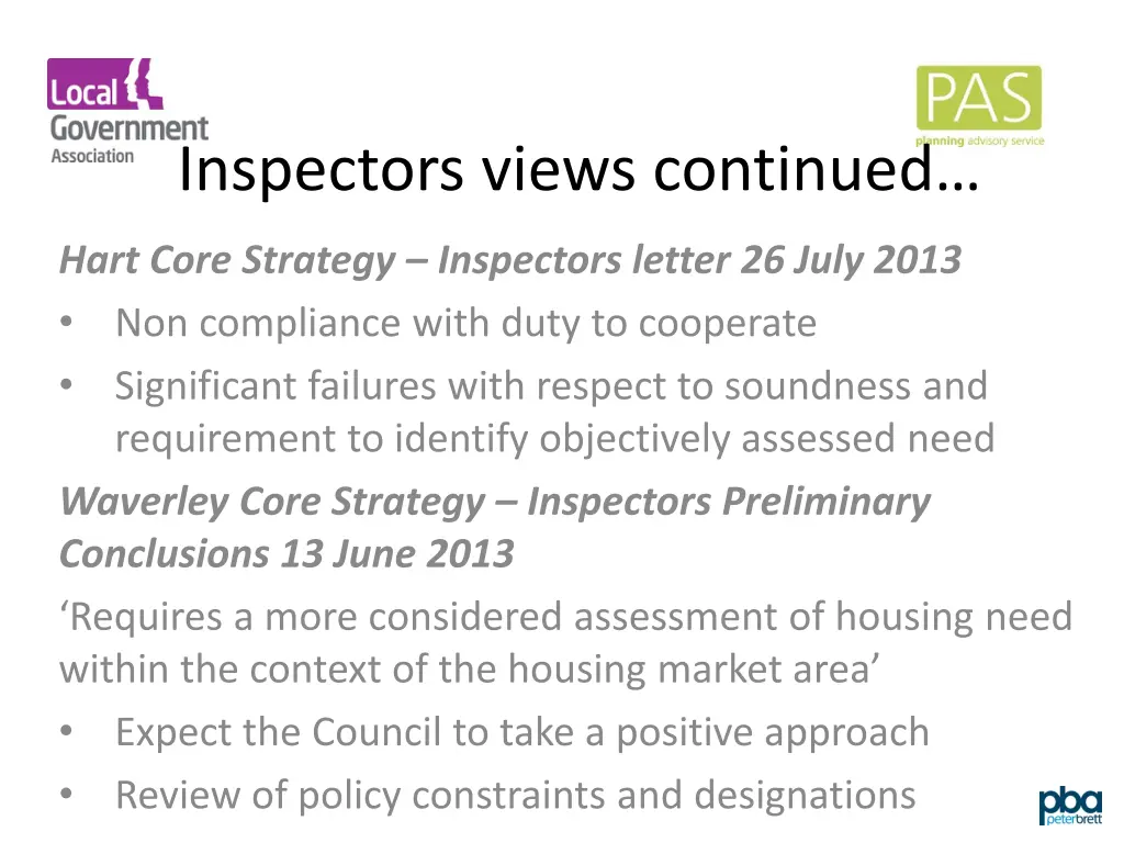 inspectors views continued