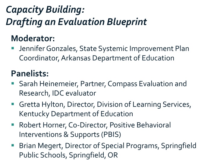 capacity building drafting an evaluation blueprint