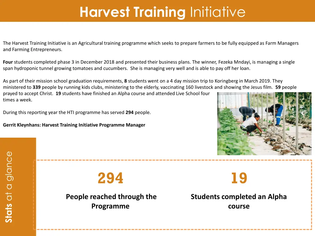 harvest training initiative