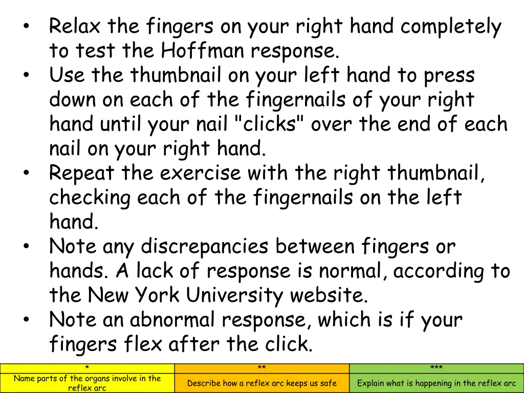 relax the fingers on your right hand completely