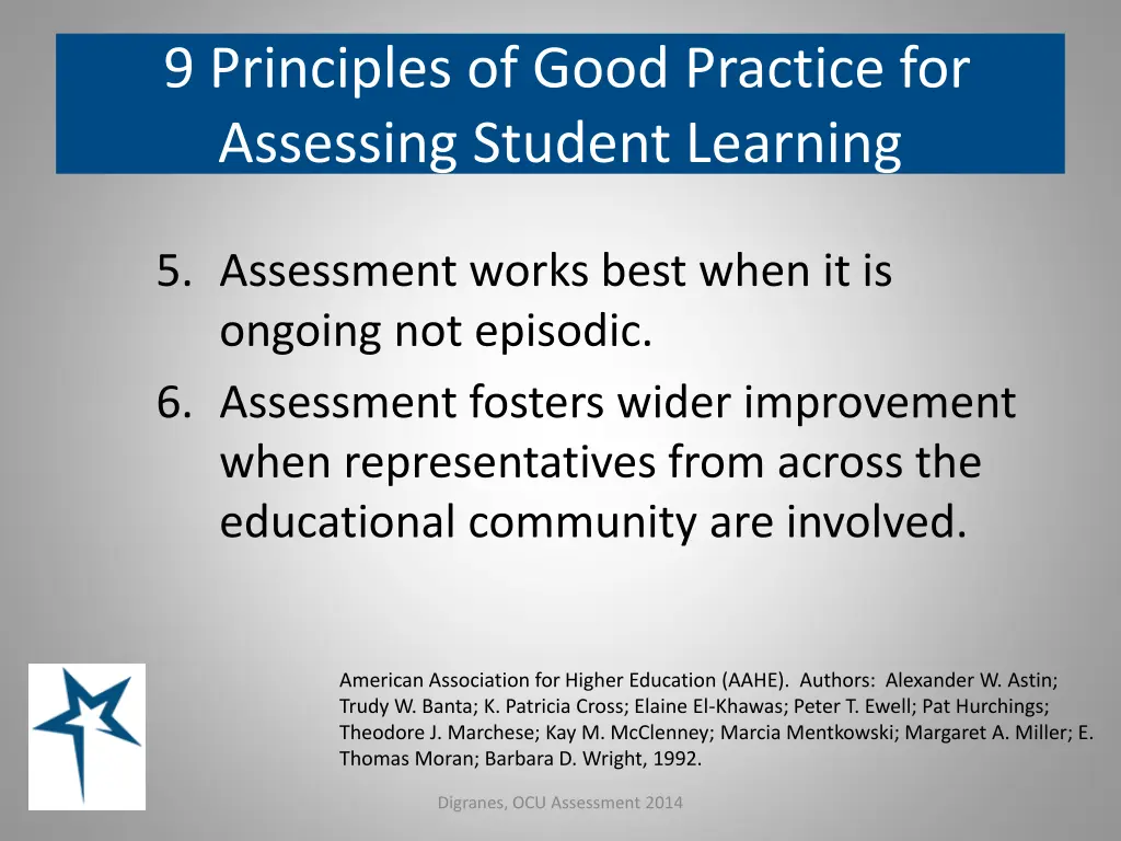 9 principles of good practice for assessing 2