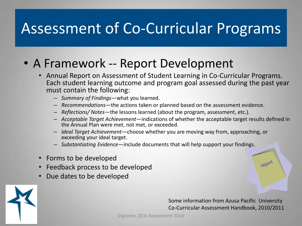 assessment of co curricular programs 19