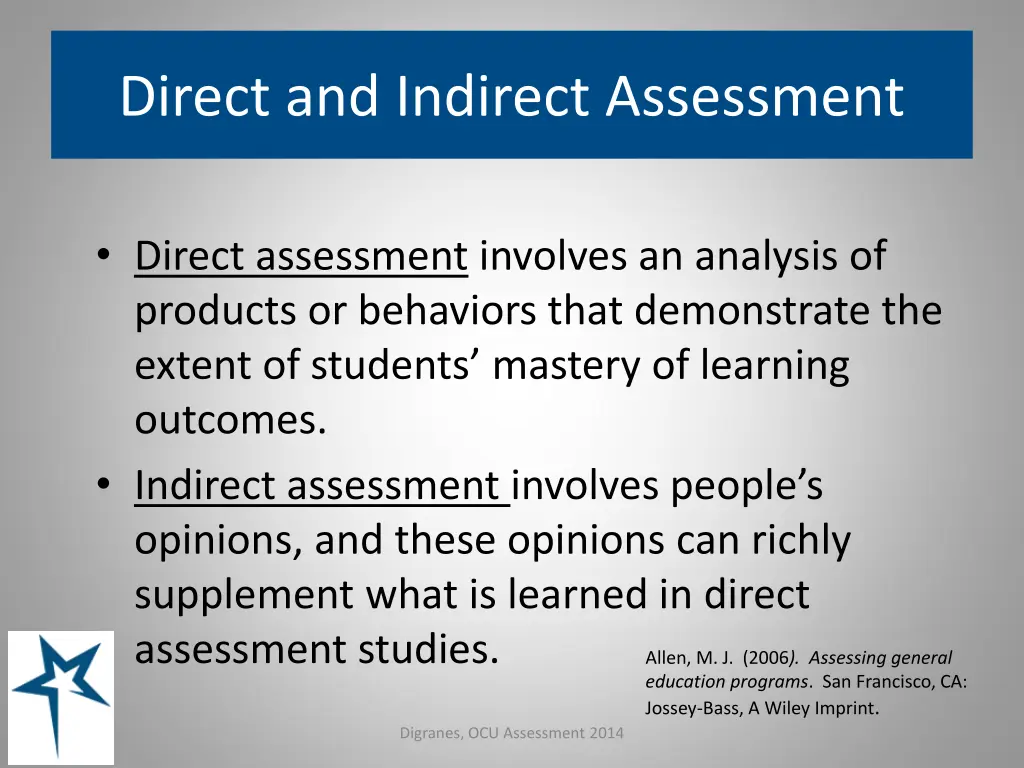 direct and indirect assessment