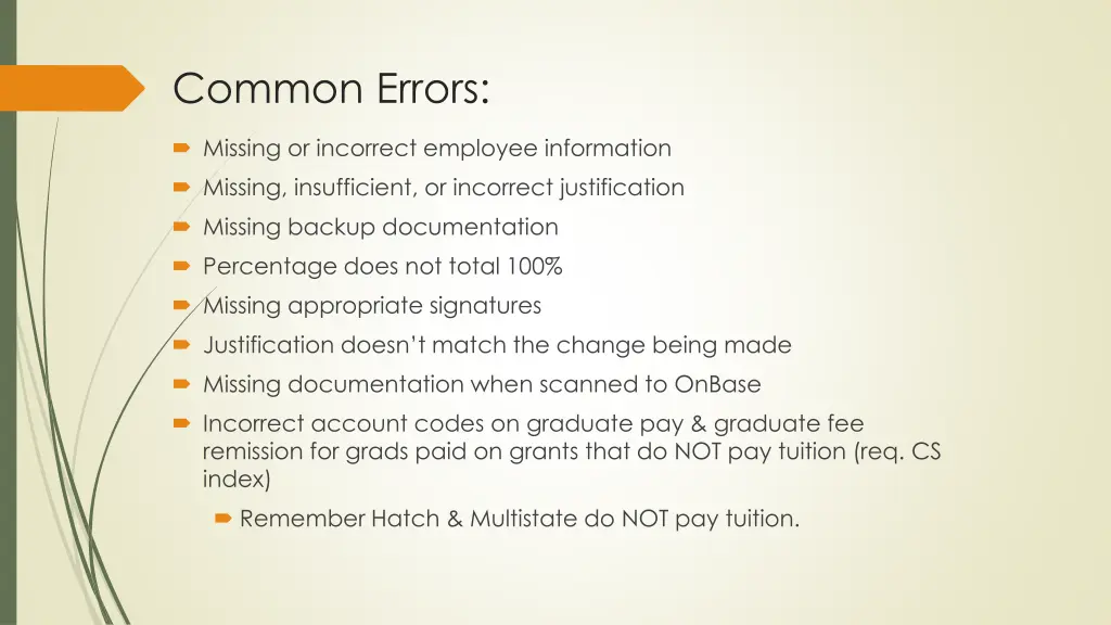 common errors