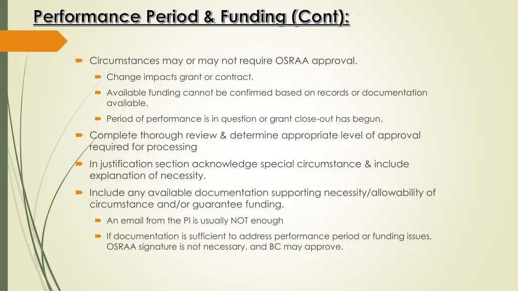 performance period funding cont