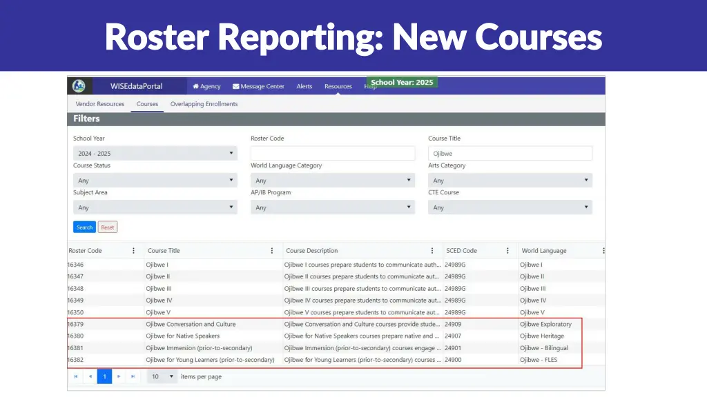 roster reporting new courses roster reporting