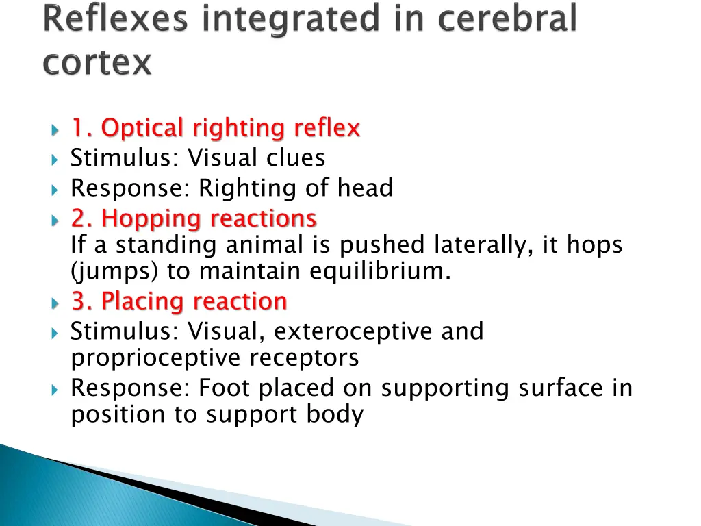 1 optical righting reflex stimulus visual clues