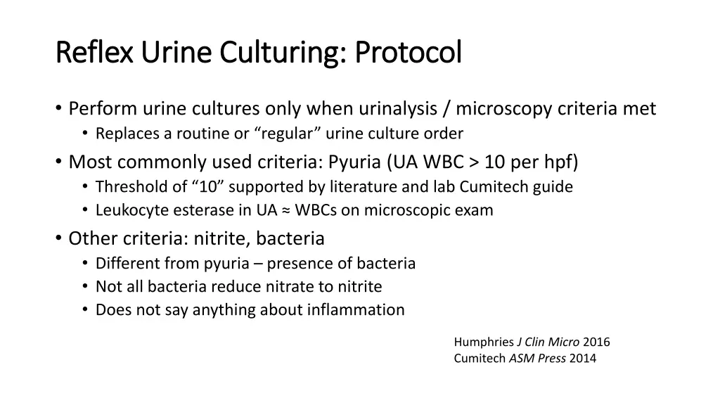 reflex urine culturing protocol reflex urine