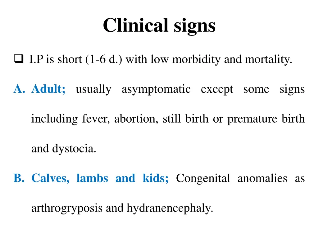 clinical signs