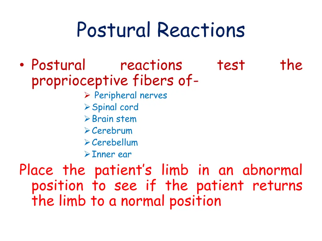 postural reactions