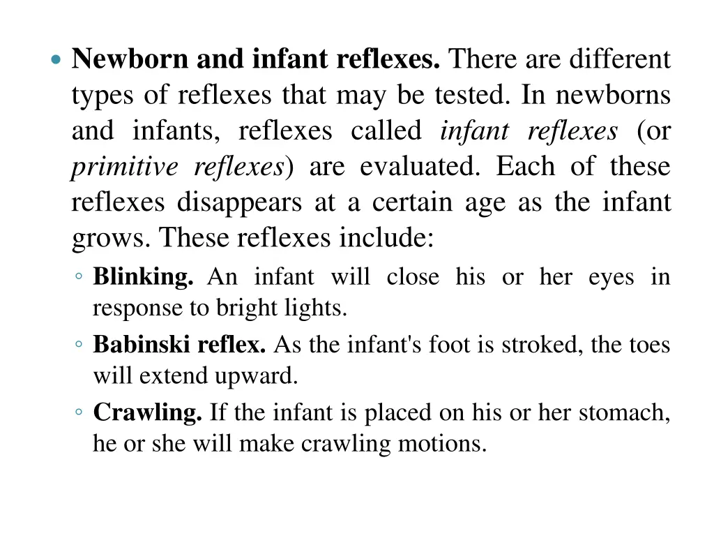 newborn and infant reflexes there are different