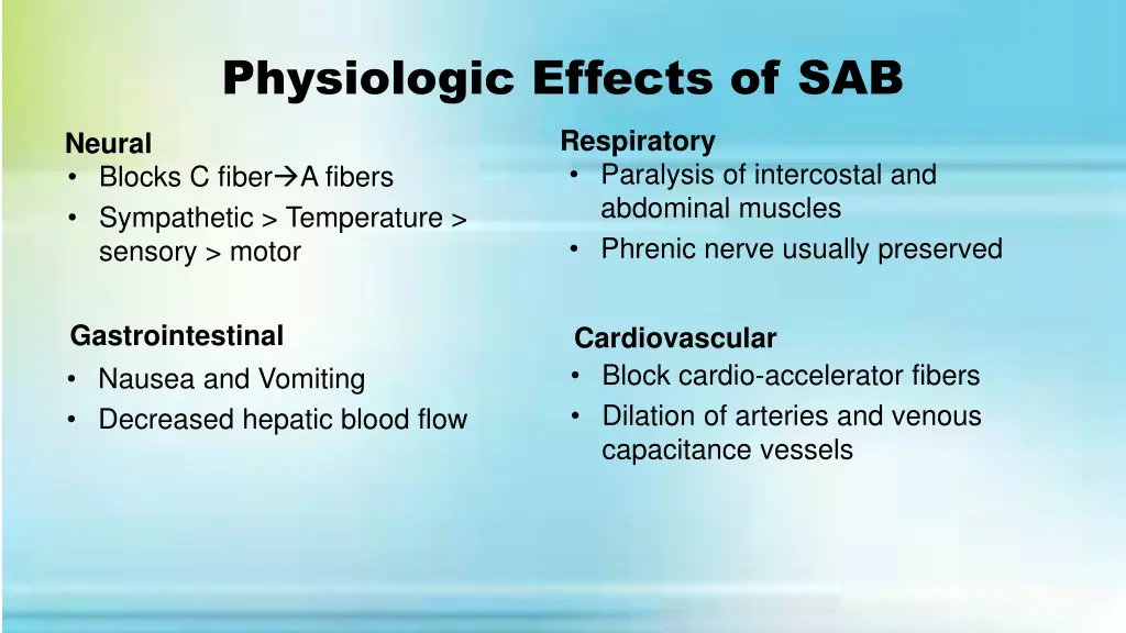 physiologic effects of sab