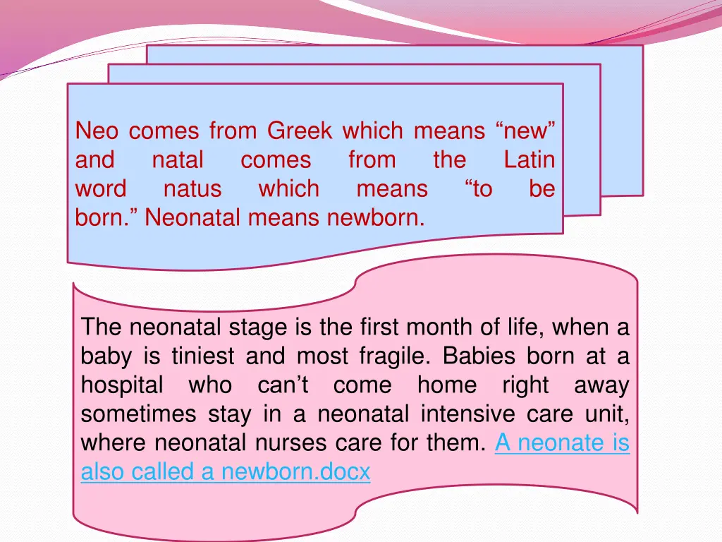 neo comes from greek which means new and natal