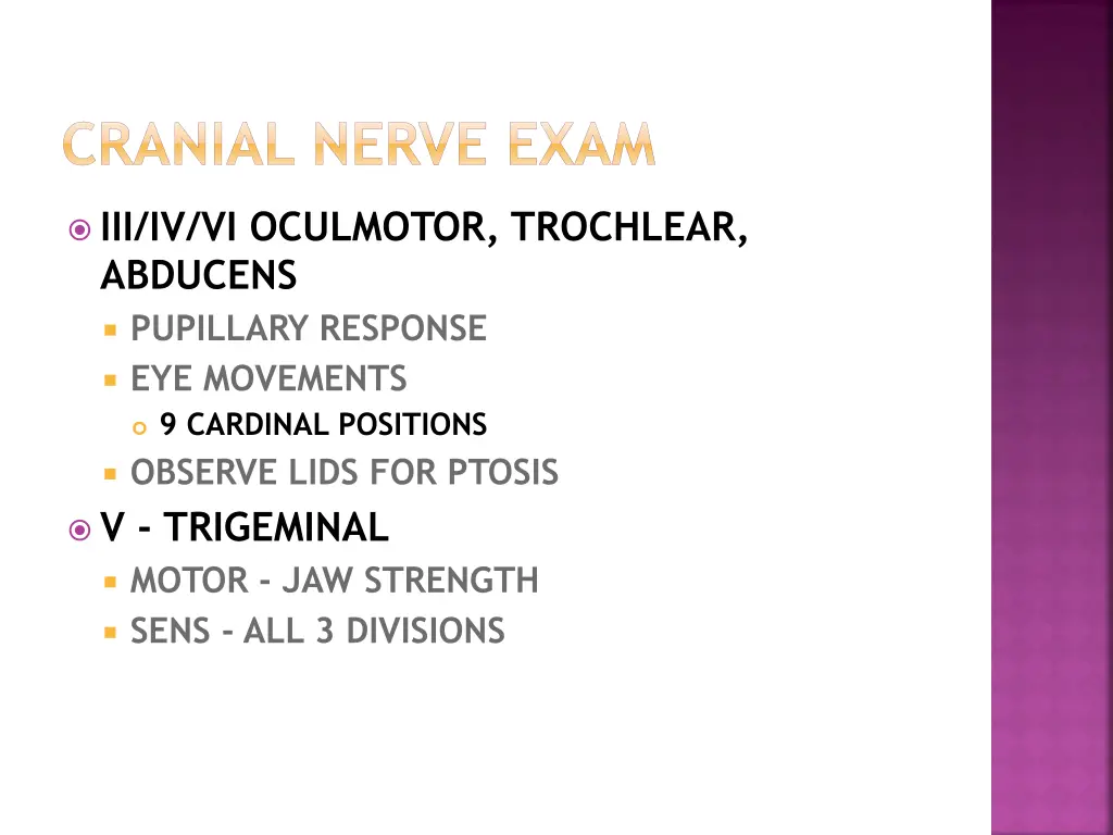 cranial nerve exam 1