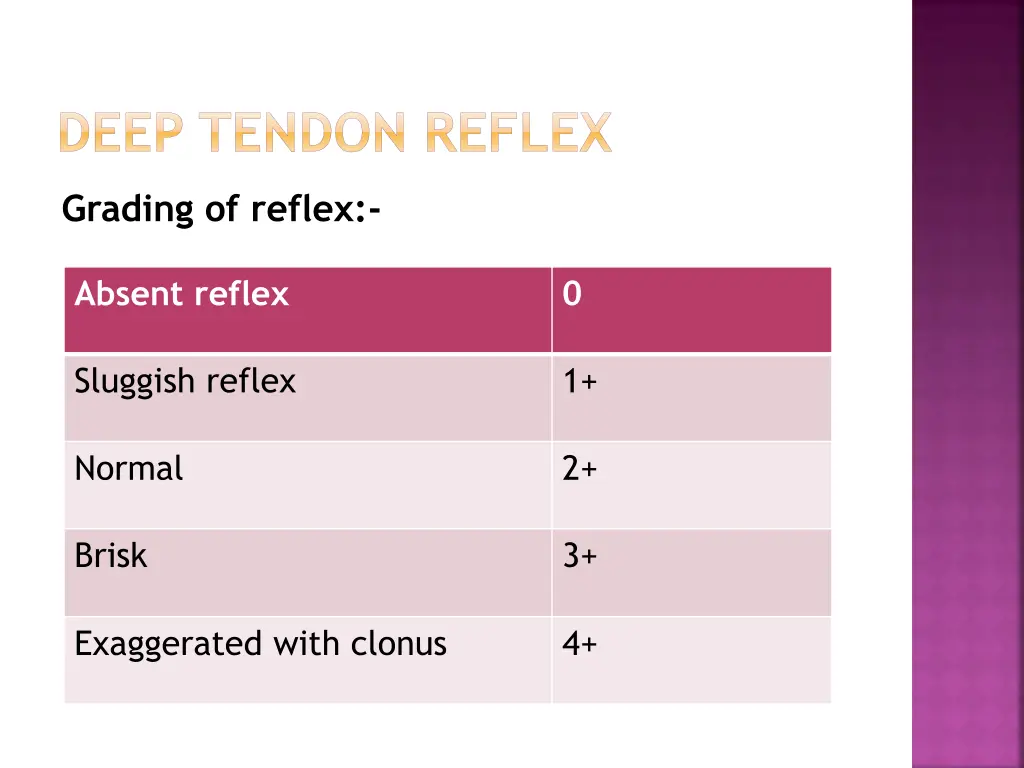 deep tendon reflex