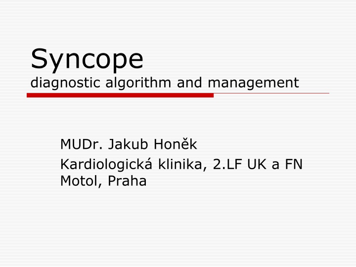 syncope diagnostic algorithm and management