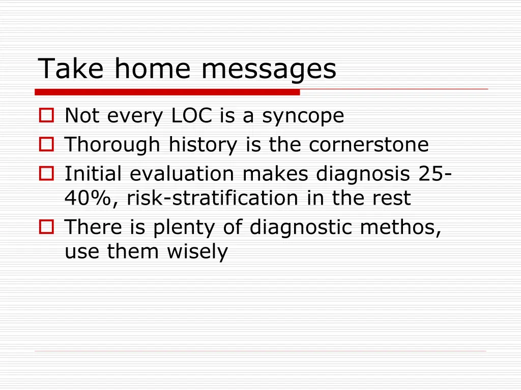 take home messages