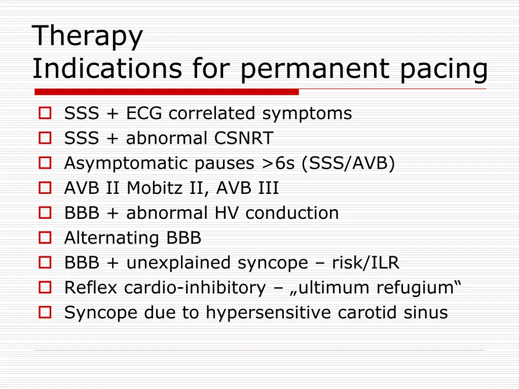 therapy indications for permanent pacing