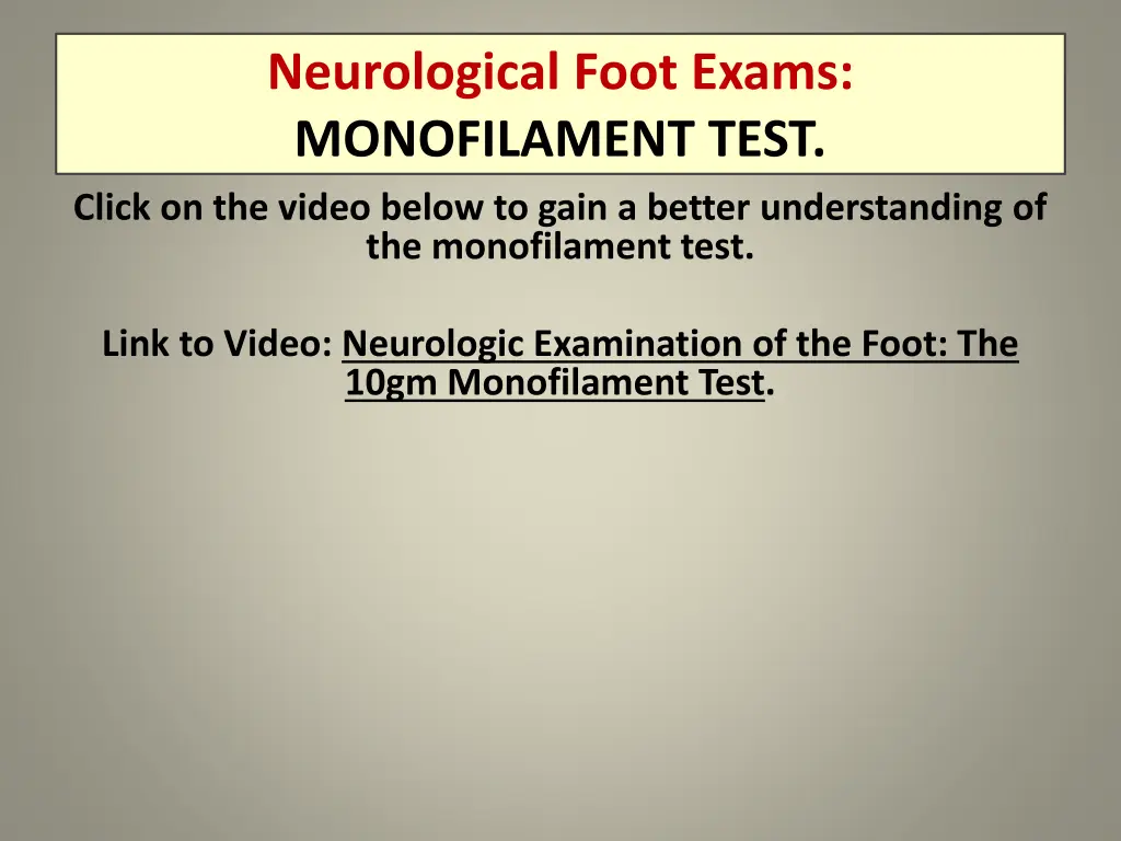 neurological foot exams monofilament test click