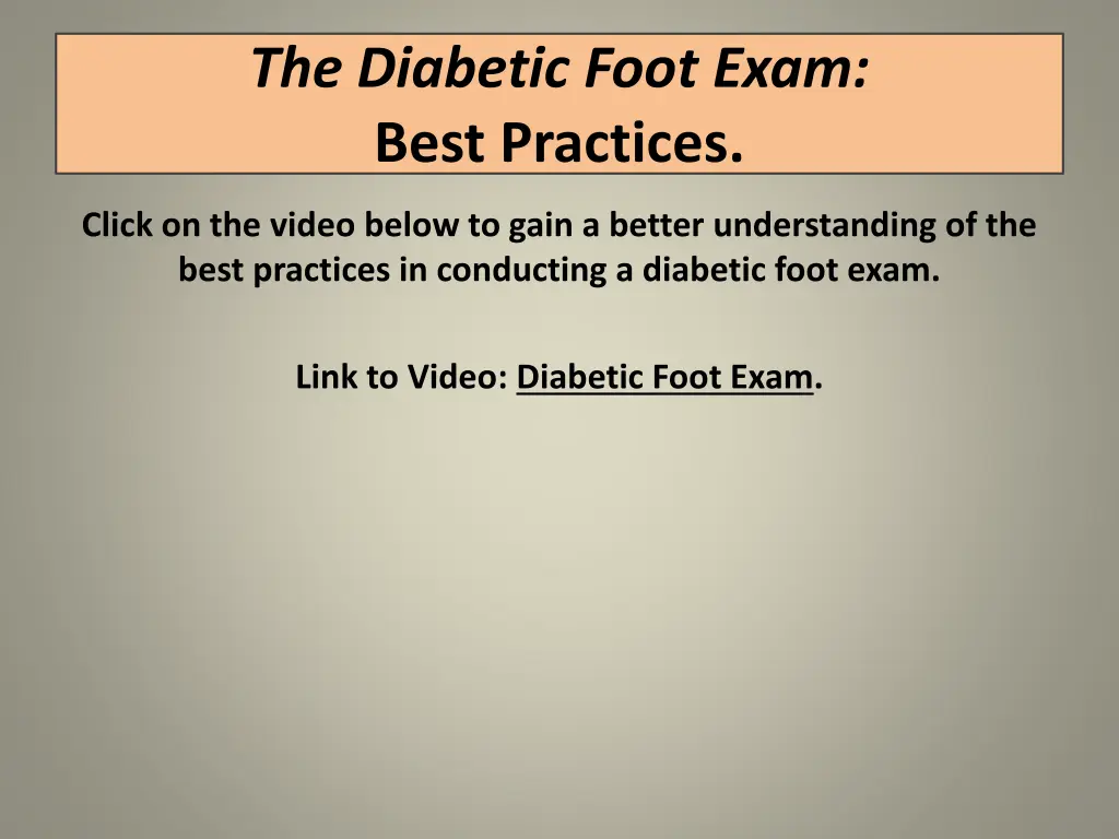 the diabetic foot exam best practices