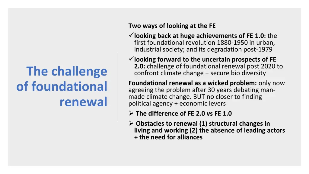 two ways of looking at the fe looking back