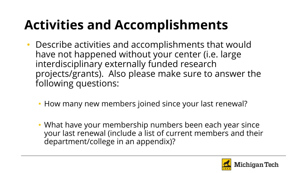 activities and accomplishments