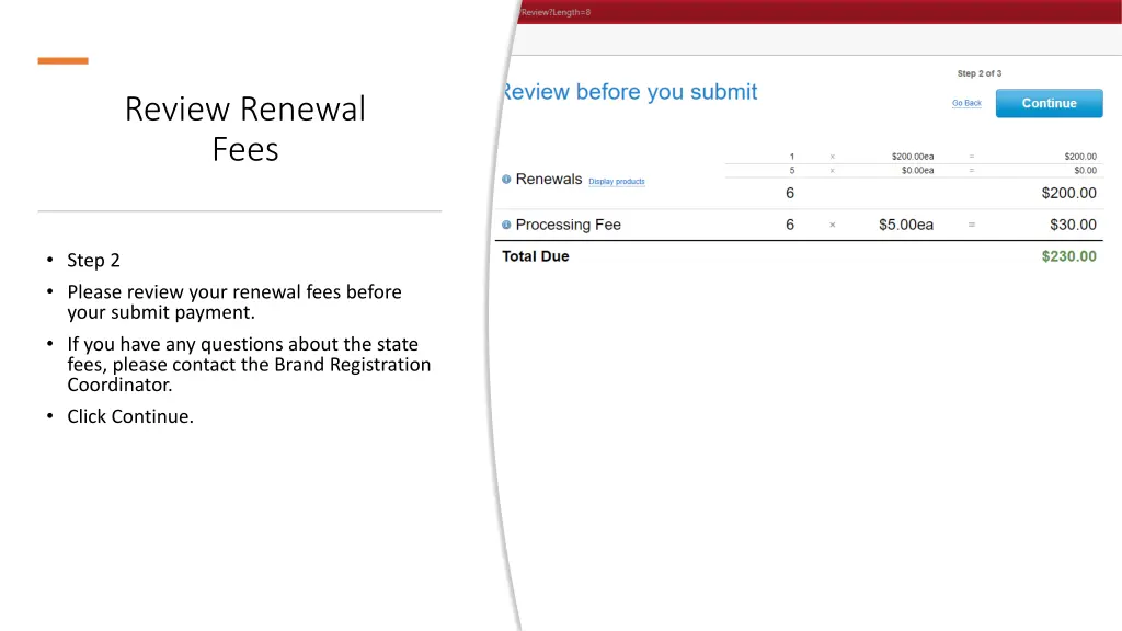 review renewal fees