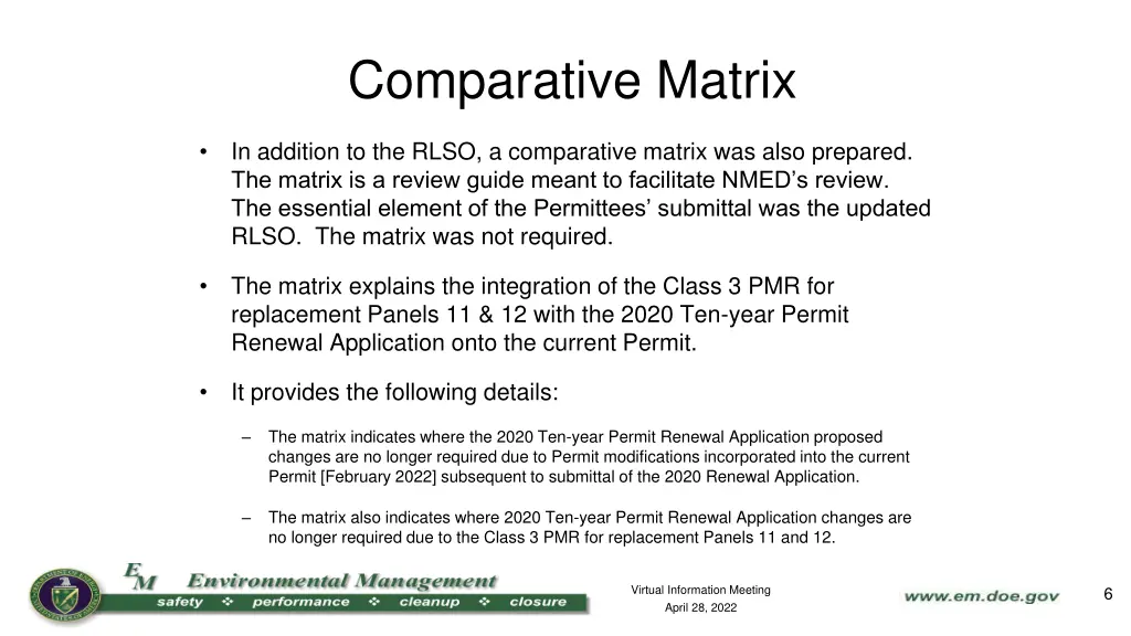 comparative matrix