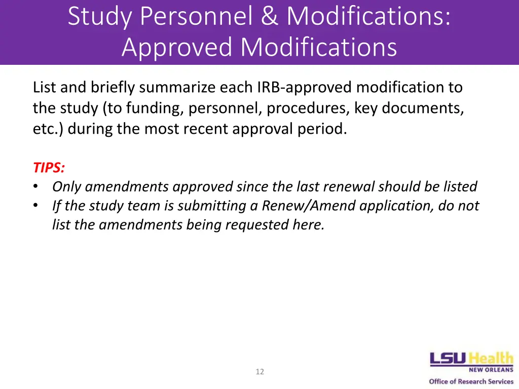 study personnel modifications approved