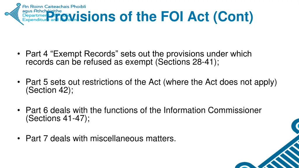 provisions of the foi act cont