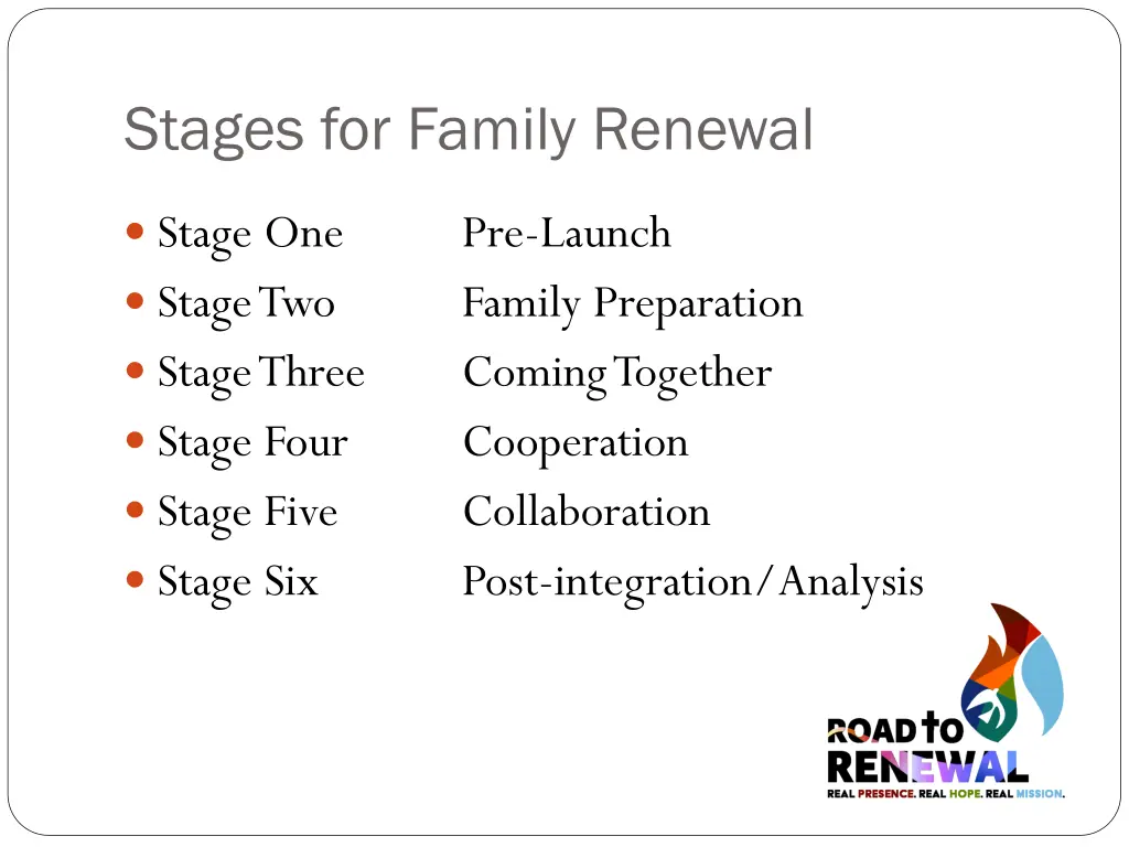 stages for family renewal